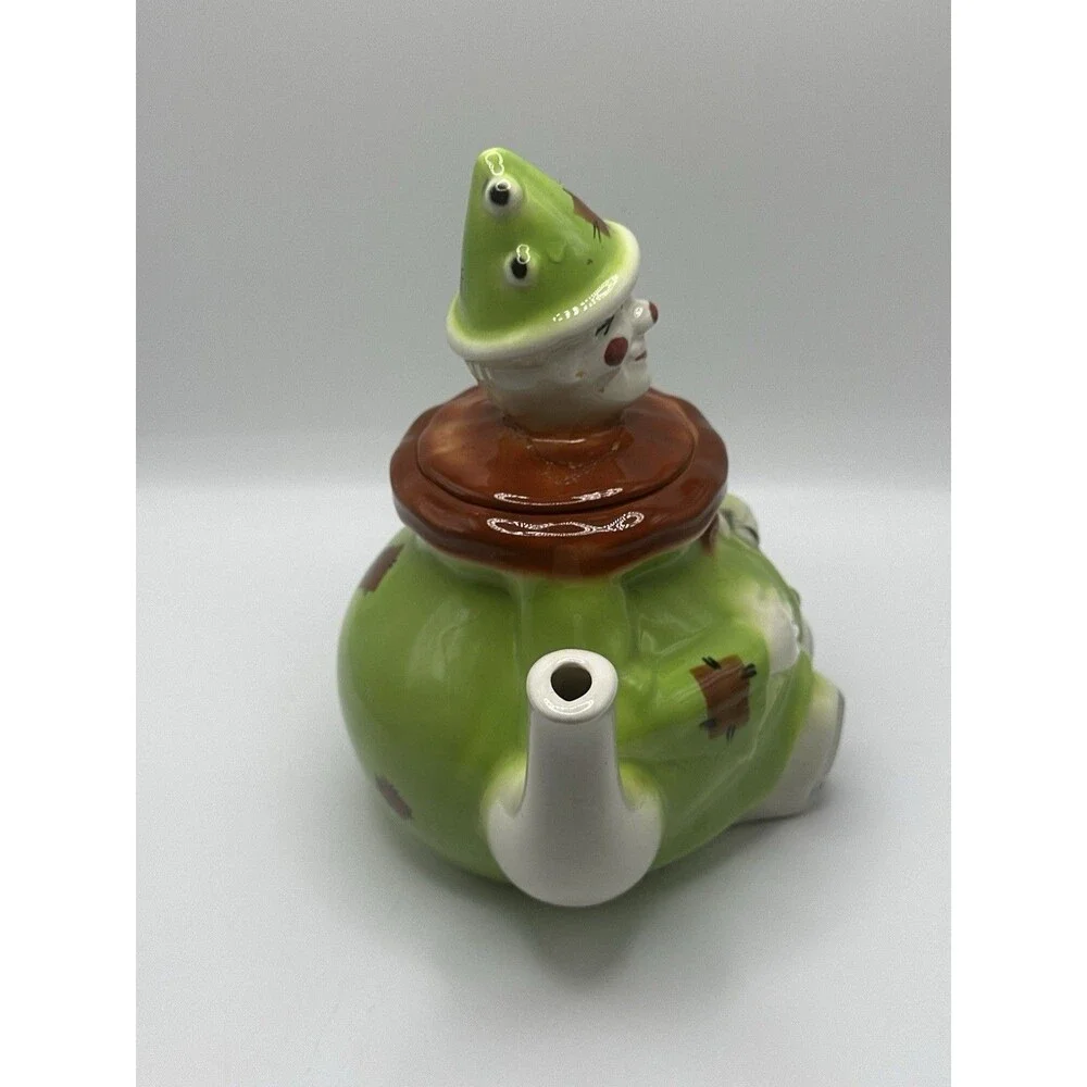 Tony Wood Studio Scarecrow Clown Teapot & Egg Cup Set England AS-IS Repair